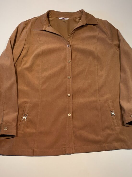 Vintage ALIA Faux Suede Jacket Blazer Women’s Size 18 Brown Western Style Button - Picture 2 of 10